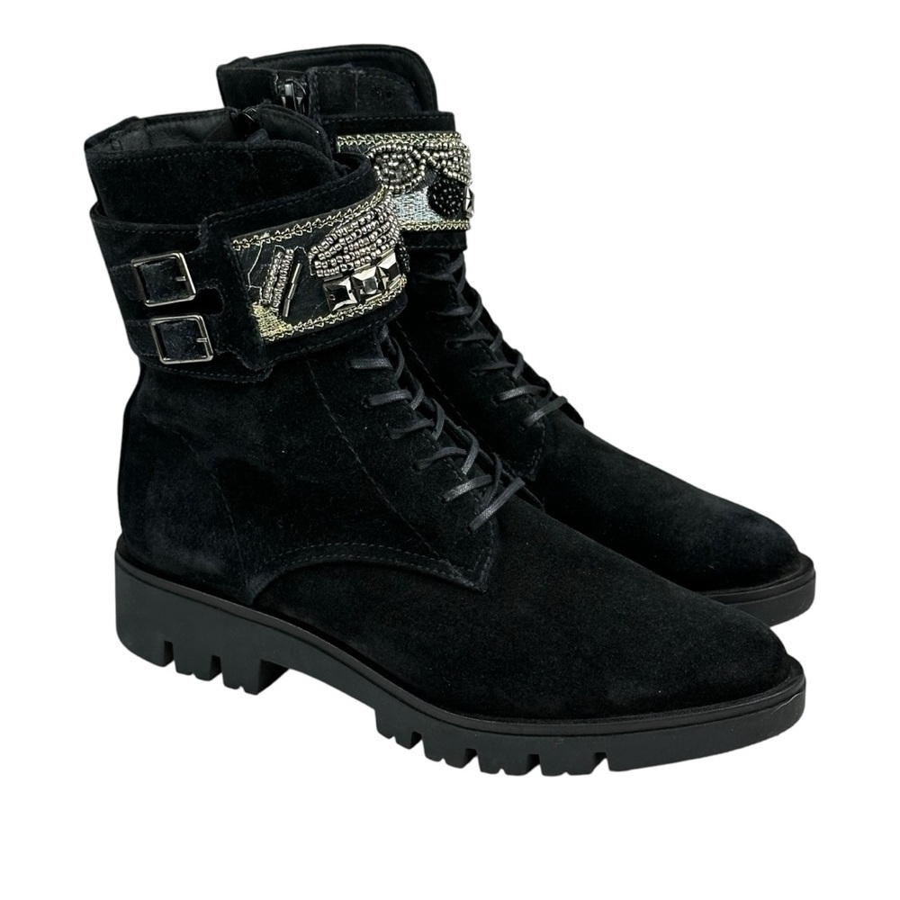 ERIC MICHAEL black suede ankle boots US 7.5 EUR 38